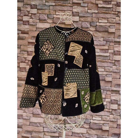 5/$25 Sz Small Alex Kim Animal Print Art Blazer Jacket Unique Abstract Tapestry - Picture 2 of 9